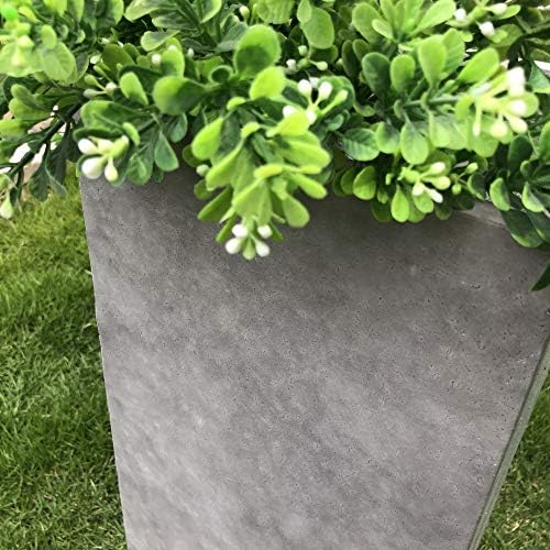 Kante Lightweight Modern Tall Square Outdoor Planter, 23.6 Inch Tall, Gray Concrete - Image 4
