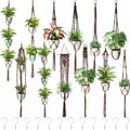 SATINIOR 12 Pcs Macrame Plant Hangers Handmade Boho Hanging Planters 12 Different Tiered Designs with 12 Hooks for Flower Pots Indoor Outdoor Decorative Wall Hanging Baskets for Home(Classic,Brown) by SATINIOR