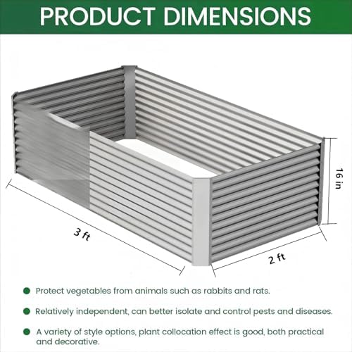 2pcs Galvanized Raised Garden Bed Outdoor,Above Ground Garden Bed for Vegetable,Metal Raised Beds for Flower,Steel Raised Beds for Gardening - 3x2ft - Image 3