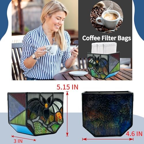 Stained Glass Bat Planter with Drainage Holes, Cute Planter Pots for Indoor Plants, Halloween Stained Glass Bat Decor, Bat Suncatcher Flower Pot, Bat Gifts 4.6x5.15x3 in - Image 5