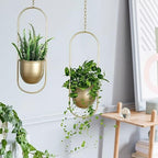 AceList Boho Hanging Planter for Indoor Plants - Set of 2 Gold Metal Wall Planter 5.7Inch with Hooks and Chins, Plant Hanger Decor for Window and Patio - Suitable for Hanging Plants Decor - Image 5