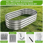 Galvanized Oval Raised Garden Bed, 4 x 2 x 1 ft 2-Pack, Metal Planter Box with Open Base. DIY Outdoor Gardening Kit for Backyard & Patio, Ideal for Vegetables, Flowers & Herbs, Silver - Image 6