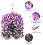 HyeFlora Artificial Fake Hanging Flowers with Basket for Outdoor Decoration,UV Resistant Faux Silk Daisy Flowers Light Fuchsia Orchid Vines in Planter Realistic Hanging Baskets for Home Porch Garden - Image 5