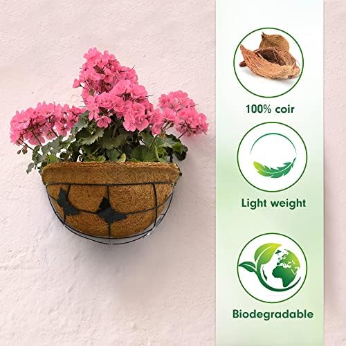 Palm Naki 14" Metal Wall Hanging Planter Basket with Coco Coir Liner - Set of 4 - Image 4
