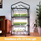 Indoor Greenhouse with Grow Light, 3-Tier Plant Shelf, 27x19x49in - Image 2