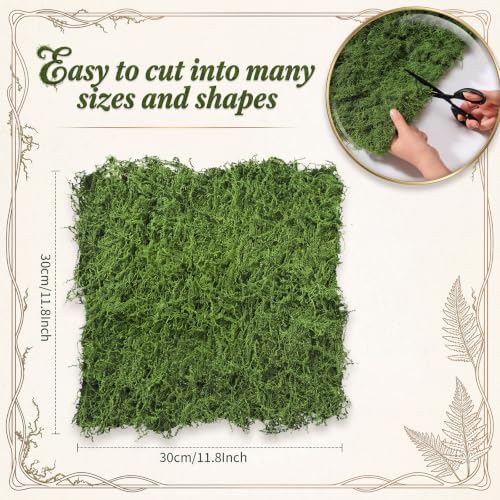 12 Artificial Moss Mat Roll for Wonderland Party, 11.8 x 11.8 Inch, Green - Image 2