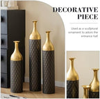 Tall Floor Vases Set of 3 for Decor Living Room Floor, Black and Gold Vases Home Decor, Embossed Body Pattern, 34.25" H/30.31" H/24.8" H Geometric Cylinder (Gold 8) - Image 4