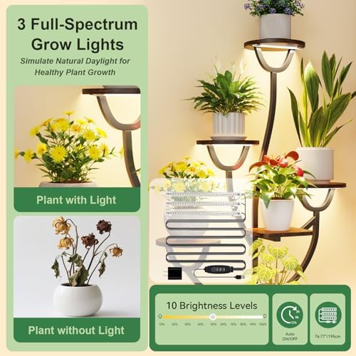 Plant Stand Indoor with Grow Lights, 44.2" Tall, 7 Tiered - Image 2