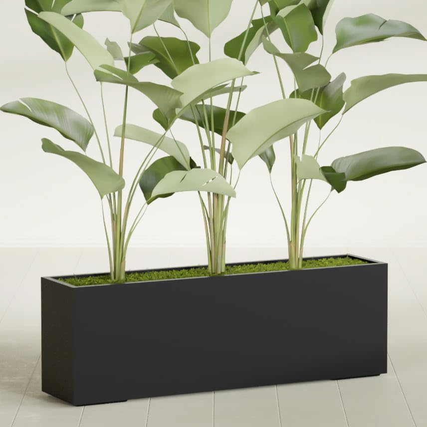 Greenline Leo Tall Rectangular Fiberglass Planter, Outdoor Planter Box - Image 2