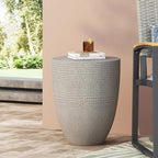 ø14.25'' Concrete Side Table End Table for Outdoor & Living Room, Modern Retro Round Circle Drum Style, Durable and Lightweight, Cement Material, No Assembly, Gray - Image 5