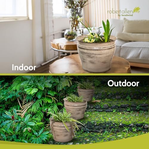 Headwind Glazed Ironstone Vanhorne Collection – 14" Papyrus Beige Decorative Plant Pot – Lightweight & Triple Coated w/Drainage Flower Pot for Indoor Plants & Outdoor Planter Use by Robert Allen - Image 7