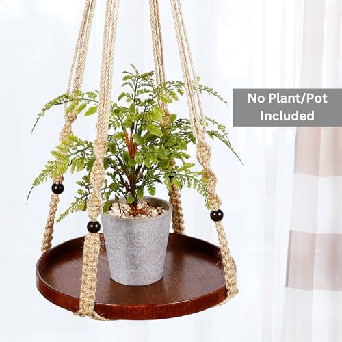 2 Pack Macrame Plant Hanger, Hanging Plant Shelf (12" + 10") - Image 4