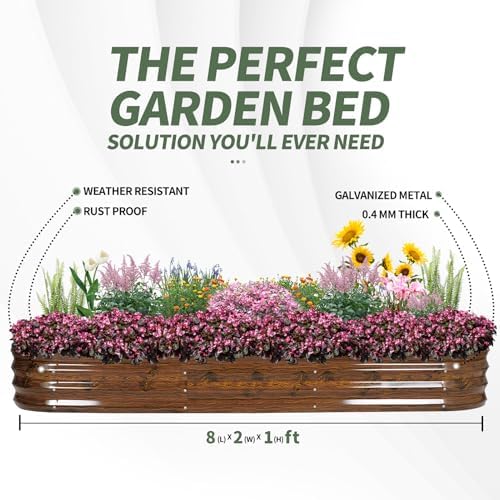 1MORE Galvanized Raised Garden Bed Outdoor,Planter Bed 8x2x1ft,Grain,2-Pk - Image 7