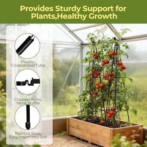4 Pack Garden Trellis for Climbing Plants Outdoors,65" Tall Cucumber Trellis Garden Obelisk Trellis Rustproof Plants Support with Adjustable Heights for Indoor Potted Plants, Vines, Vegetables - Image 4