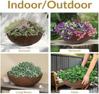 Sunnydaze Percival 20.75" Shallow Outdoor Planter Bowl, Rust - Image 4