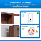 Polup 71" Wood Grain Metal Glass Display Cabinet with Security Lock - Image 6