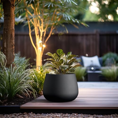 Kante Black Concrete Planter 18.1" Dia All-Weather Round Accent Pot - Image 5