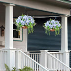 Ammyoo Artificial Blue Hydrangea Flowers with Hanging Basket for Home Decor - Image 4