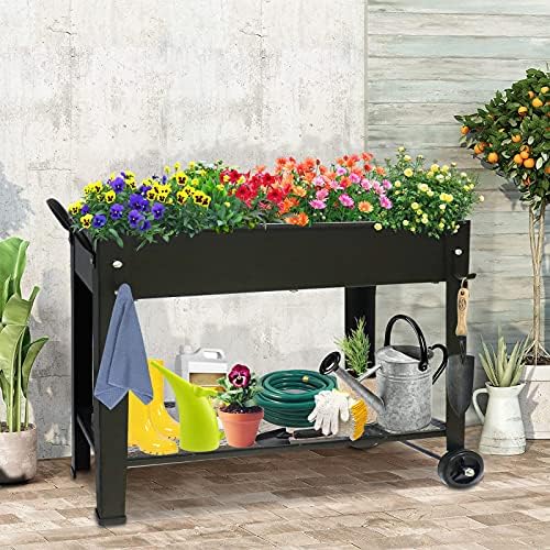 aboxoo Large Elevate 32" H Metal Raised Garden Bed with Wheels Legs Outdoor - Image 6