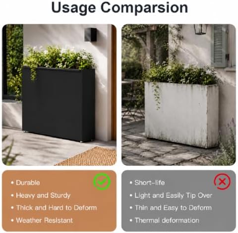 GSK 30" H Rectangular Metal Planter with Led Light for Indoor Outdoor Black - Image 7