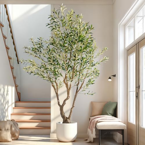 8ft Faux Olive Tree with Pot & Moss Artificial Olive Plant Fake Olive Tree for Home Decor, Large Indoor Artificial Trees Faux Plants Indoor Durable Artificial Trees for Living Room/Office - Image 4