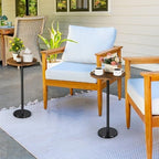 BTY Small Round Side Table Set of 2 Weighted Base End Table Cocktail Table Martini Table with Pedestal Accent for Small Spaces Bedroom Brown and Black - Image 5