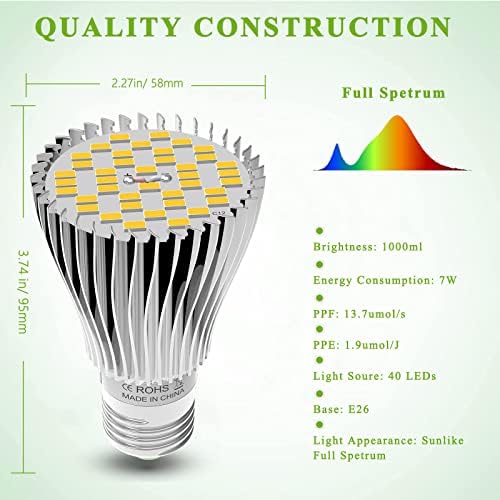 MILYN 4 Pack LED Grow Light Bulb, 30W Full Spectrum Plant Light Bulb Warm LED Grow Lights for Indoor Plants Vegetables, Flowers, Houseplants and Seedlings, E26 Lamp for Greenhouse, Garden, Hydroponic - Image 3