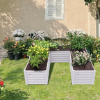 Anleolife 3-Bed 74x74x18in U-Shaped Raised Garden Beds, Antique White - Image 5
