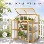 LAZZO Wooden Cold Frame Greenhouses for Outdoors, 2-Tier Garden Cabinet - Image 3