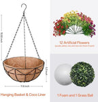 Halatool Hanging Baskets with Artificial Flowers, All Season Home Decor - Image 2
