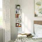 Love-KANKEI Corner Wall Shelf 5 Tier,Solid Wood/Metal Bracket,51"Tall,White - Image 5