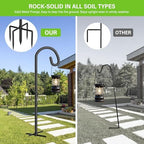 Shepherds Hook for Bird Feeder, 92" Heavy Duty Bird Feeder Pole with 5-Prong Base, Extra Thick Metal Shepherd Hook for Outdoor Hanging Plant Basket, Hummingbird Feeder, Solar Lantern, Black, 2 Pack - Image 4