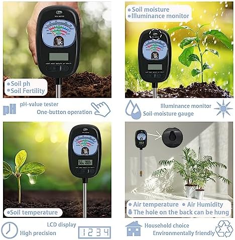 7-in-one Soil Test Kit, Soil Moisture Meter/PH Meter/Sunlight Intensity/Fertility Soil Tester, LCD Display Air & Soil Hygrometer Temperature for Garden, Farm, Lawn Care Moisture Meter for Hous Plants - Image 2