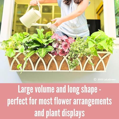 LaLaGreen Rustic Wall Planter (24 in, 2 Pack) White Rectangular Window Box - Image 6