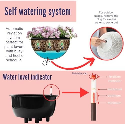 LaLaGreen Indoor Hanging Planters (11in, 4 Pack) Self-Watering Flower Pots - Image 3