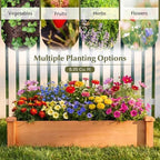 GIANTEX 48" Wooden Raised Garden Bed, Rectangular Planter Box, Orange - Image 6