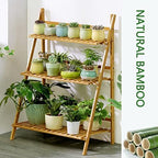 Folding Plant Stand,3 Tier Ladder Shelf for Flower Pot Display,Bamboo Plant Stand Storage Rack for Indoor & Outdoor Garden Balcony Living Room (Size : 70x40x96cm) - Image 5