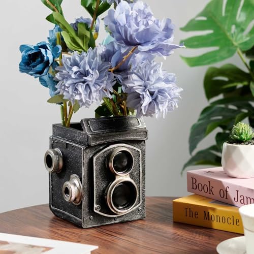 Camera Decorative Planter Plant Gift - Desk Decor Succulent Pot for Indoor Plants Vintage Camera Home Shelf Office Decor Small Flower Pot with Drainage - Image 2