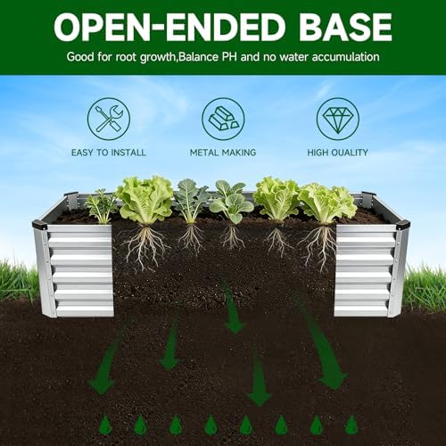 Galvanized Steel Raised Garden Bed Kit, Rectangle Metal Planter Box for Outdoor Plants Vegetables, Flowers, Herbs (8x4x1 Silver) - Image 4