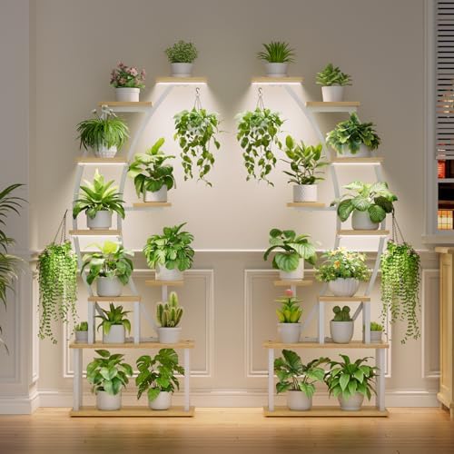 2 Pack Plant Stand Indoor with Grow Lights, 9 Tier Large Tall Plant Shelf - Image 2