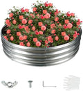 12 Inch Tall 48 Inch Diameter Round Silver Raised Garden Bed Kits Outdoor by YSEJOMP