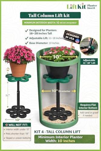 Lift Kit Planter Insert Tall Column Plant Riser Fill Bottom of Tall Flower Pots and Large Plant Containers | Indoor and Outdoor (11-17" Rise, 10" Base, 10" Top) - Image 2