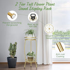 H HOMEXIN Plant Stand Indoor- 2 Tier Metal Tall Plant Stand 26.5" Flower Stand Holder Heavy Duty Rustproof Plant Shelf Rack for Corner Garden Patio Lawn Balcony office Outdoor - Image 2
