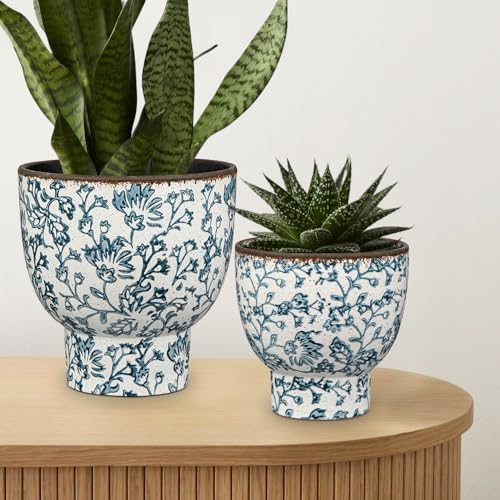 2Pcs Vintage Planter Ceramic Plants Pot for Plants Flowers Indoor Outdoor - Image 5