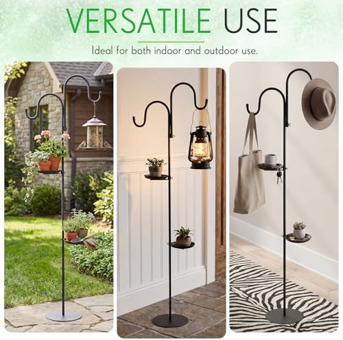 1 Set 75.9'' Adjustable Shepherds Hook Stand, Classic 2 Hooks - Image 6