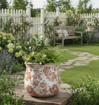 Tuscan Ceramic Planter with Floral Edges Vintage Planter Flower Pot Vase - Image 3
