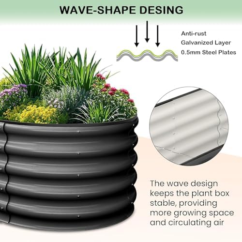 GarveeLife 2 Pcs 6x3x1 ft Oval Raised Garden Bed, Galvanized Raised Beds,Open-Ended Base Metal Raised Planter Beds,Garden Bed Outdoor,Planter Raised Boxes for Vegetables, Flowers,Tool-Free Asse,Gray - Image 5