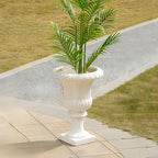 Large Urn Planter – White Vintage Magnesium Oxide Pot with Drainage for Indoor & Outdoor Garden, Entryway, Walkway Decor by Unknown