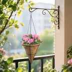 2 Pack Cone Shaped Metal Hanging Baskets for Plants Outdoor,10 in Width Conical Metal Wire Hanging Basket Planter with Coco Fiber Liners and Chains,Hangable Flower Pots for Outside (A-10 in) - Image 2