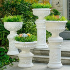 Roman Column Pedestal and Planter Urn, Magnesium Oxide, White - Image 6